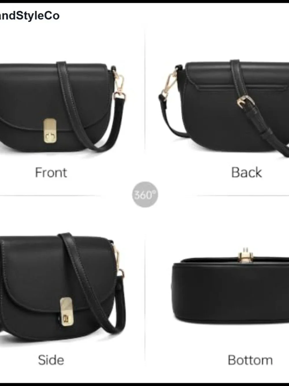Vegan PU Leather Small Saddle Crossbody Bag with Adjustable Long Strap